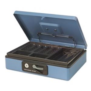 (業務用5セット) プラス 手提げ金庫/セーフティーボックス 【小型】 コンパクト 軽量 シリンダー錠付き CB-040G ブルー(青)