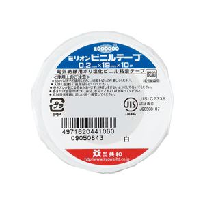 (まとめ) 共和 ミリオンビニールテープ 19mm×10m 白 HF-116-A 1巻 【×60セット】