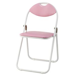 (まとめ) 折りたたみカラーパイプチェア ピンク CO0008 1脚 【×2セット】