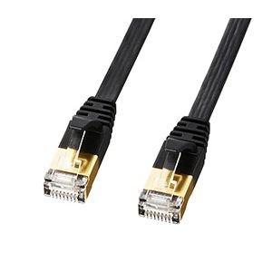 (まとめ)サンワサプライ CAT7ウルトラフラットLANケーブル(1m、ブラック) KB-FLU7-01BK【×3セット】