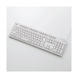エレコム EU RoHS指令準拠 USB/PS2接続スタンダードキーボード/メンブレン式/108キー/1000万回高耐久/ホワイト TK-FCM064WH/RS