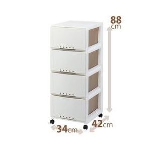 ルームケース/多目的収納ケース 【4段/カプチーノ】 幅34cm×奥行42cm キャスター付き 『プロフィックス』 日本製 - 画像 (2)