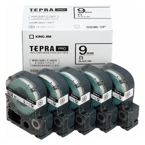 キングジム テプラPROテープエコパック 白ラベル 5個入 SS9K-5P