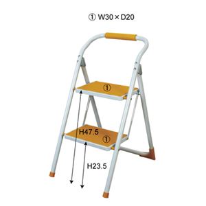 ステップ 脚立 幅39×奥行54×高さ76cm イエロー スチール DIY 作業 掃除 整理整頓 ガーデニング 園芸 アウトドア - 画像 (2)