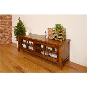 テレビ台 テレビボード 幅120cm 木製 脚付き 引き戸付き 強化ガラス ティンバー リビング ダイニング インテリア家具 - 画像 (2)