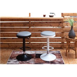 カウンターチェア ハイチェア 幅39cm ホワイト 昇降式 スチール 合皮 合成皮革 リビング ダイニング 店舗 飲食店 - 画像 (3)