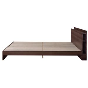 すのこベッド 幅100cm シングル ブラウン フレームのみ 収納付き 宮付き 2口コンセント ベッドフレーム ベッドルーム 寝室【代引不可】 - 画像 (4)