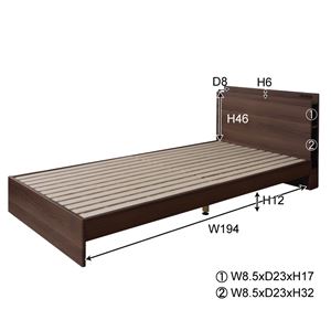 すのこベッド 幅100cm シングル ブラウン フレームのみ 収納付き 宮付き 2口コンセント ベッドフレーム ベッドルーム 寝室【代引不可】 - 画像 (5)