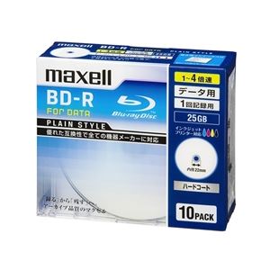Maxell 4倍速対応データ用BD-R25GBPLシリーズ10枚1枚ずつ5mmプラケースプリント対応ホワイト BR25PPLWPB.10S