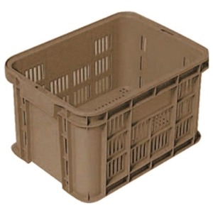 リステナー/網目コンテナボックス 【GB-13】 ブラウン メッシュ構造 〔みかん 果物 野菜等収穫 保管 保存 物流〕【代引不可】