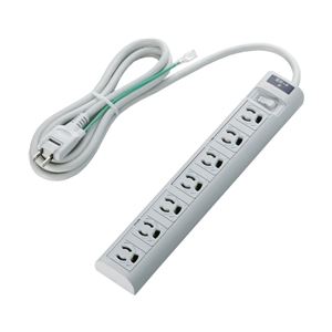 エレコム RoHS指令3ピン対応タップ／7個口／マグネット付／雷ガード／スイッチ連動／2.0m／グレー T-T05-3720LG/RS