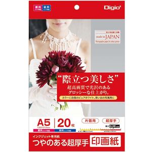 （まとめ） Digio2 インクジェットプリンタ用紙 印画紙タイプ A5／20枚 JPSK2-A5-20【×5セット】