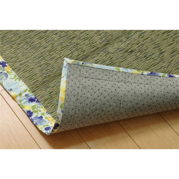 い草 ラグマット/絨毯 【花柄 ブルー 約191×250cm】 防滑加工 抗菌防臭 調湿機能 〔リビング ダイニング〕【代引不可】 - 画像 (6)