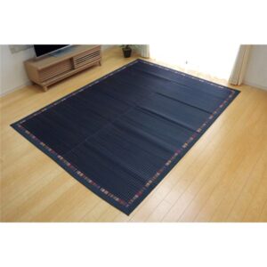 い草 ラグマット/絨毯 【エスニック柄 ブルー 約191×250cm】 防滑加工 抗菌防臭 調湿機能 〔リビング ダイニング〕【代引不可】