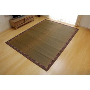 い草 ラグマット/絨毯 【エスニック柄 ブラウン 約191×191cm】 防滑加工 抗菌防臭 調湿機能 〔リビング ダイニング〕【代引不可】