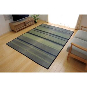 い草 ラグマット/絨毯 【カジュアル ボーダー 約176×176cm】 防滑加工 抗菌防臭 調湿機能 〔リビング ダイニング〕【代引不可】