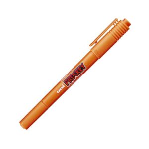 (まとめ) 三菱鉛筆 水性マーカー プロッキー 細字丸芯+極細 橙 PM120T.4 1本 【×50セット】