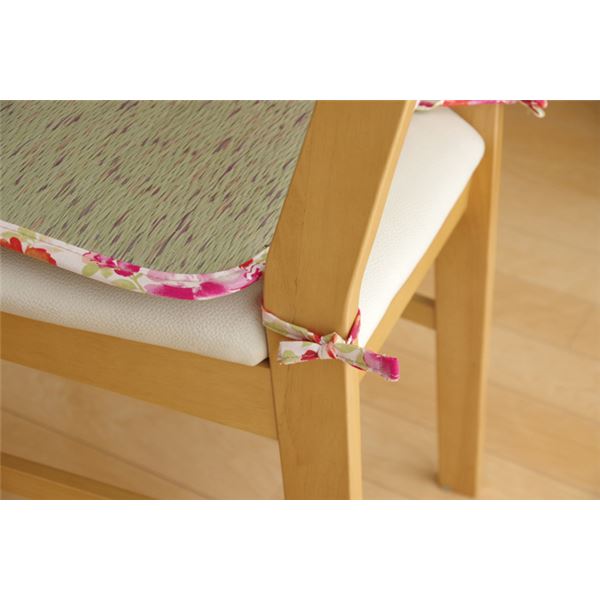 クッション い草クッション シート 花柄 ピンク 約40×40cm 2枚組【代引不可】 - 画像 (5)