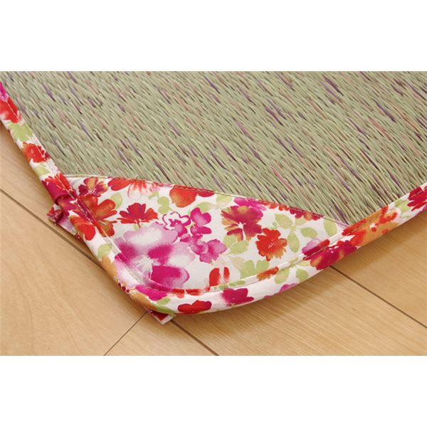 クッション い草クッション シート 花柄 ピンク 約40×40cm 2枚組【代引不可】 - 画像 (6)