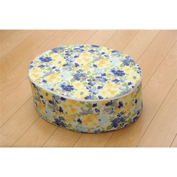 スツール い草 花柄 楕円 スツール ブルー 約45×35×H15cm【代引不可】 - 画像 (6)