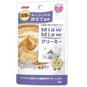 〔まとめ〕 キャットフード ペットフード アイシア MiawMiaw クリーミーパウチほたて 40g 48セット 日本製 猫用品 ペット用品【代引不可】