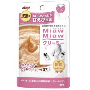 〔まとめ〕 キャットフード ペットフード アイシア MiawMiaw クリーミーパウチ甘えび 40g 48セット 日本製 猫用品 ペット用品【代引不可】