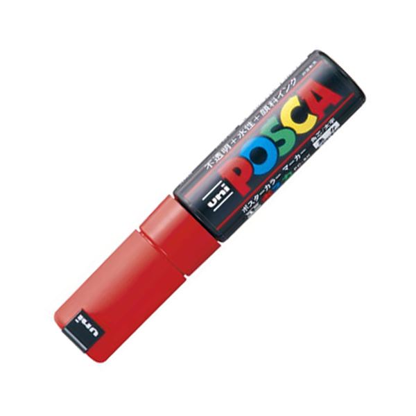 (まとめ) 三菱鉛筆 水性マーカー ポスカ 太字角芯 赤 PC8K.15 1本 【×20セット】