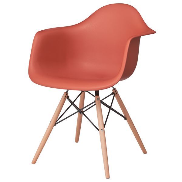 パーソナルチェア リビングチェア 幅62cm オレンジ 2脚セット 肘付き 木製 スチール アームチェア 組立品 リビング ダイニング