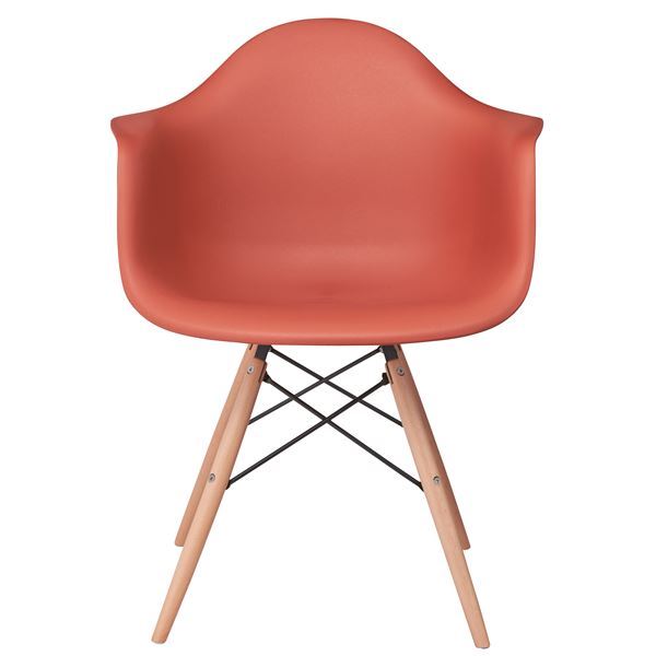 パーソナルチェア リビングチェア 幅62cm オレンジ 2脚セット 肘付き 木製 スチール アームチェア 組立品 リビング ダイニング - 画像 (2)