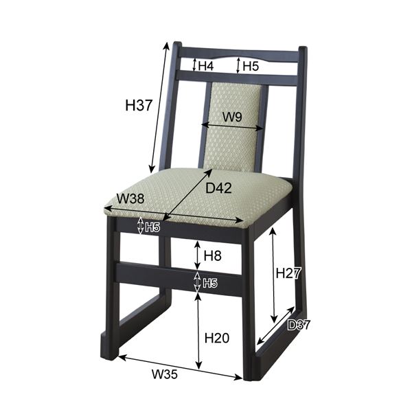 お座敷チェア パーソナルチェア 約幅46cm グリーン BC-343GR スタッキング 和風 料理店 店舗 冠婚葬祭 - 画像 (4)