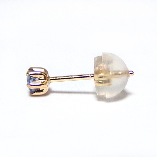 ピアス タンザナイト K18 イエローゴールド 12月 誕生石 シリコン製ダブルロックキャッチ - 画像 (2)