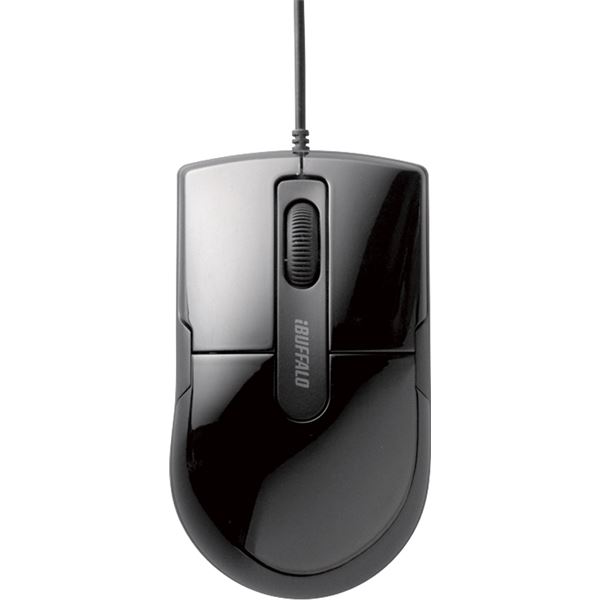 バッファロー(サプライ) 有線BlueLEDマウス 静音/3ボタン Mサイズ ブラック BSMBU26SMBK - 画像 (2)