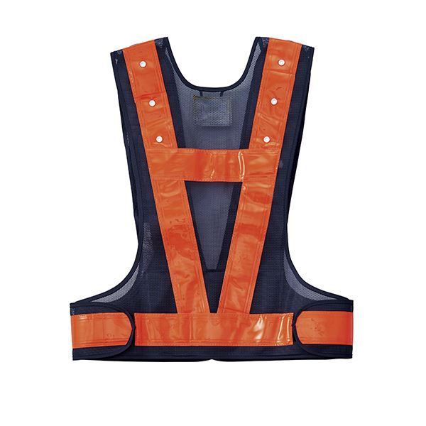 多機能ベスト(紺/橙) (メッシュ部:紺・反射部:橙)【代引不可】 - 画像 (2)