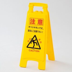 サインボード 注意 すべりやすいです。足元にご注意下さい！ フロアサイン-6007【代引不可】