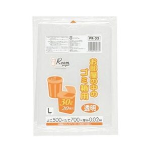 ゴミ箱用L30L 20枚入02LLD+メタロセン透明 PR33 （50袋×5ケース）250袋セット 38-341