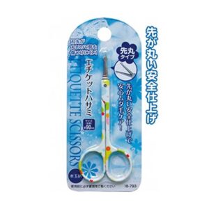 90mm水玉柄エチケットハサミ(先丸タイプ) 【12個セット】 18-793