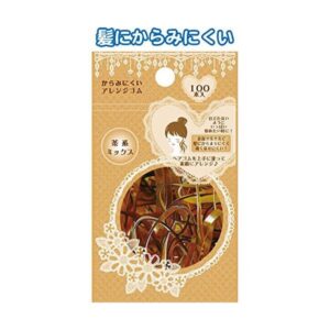 からみにくい!アレンジゴム(茶系ミックス)100本入 【12個セット】 18-903