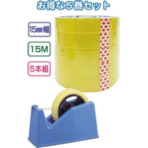 168クリア粘着テープ（15mm×15m・5P） 【12個セット】 32-168