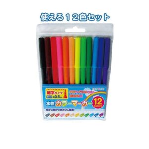 12色水性カラーマーカー（細字） 【12個セット】 32-703
