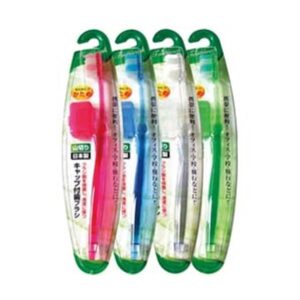 キャップ付歯ブラシ山切りカット(かため)日本製 色アソート 【12個セット】 41-210