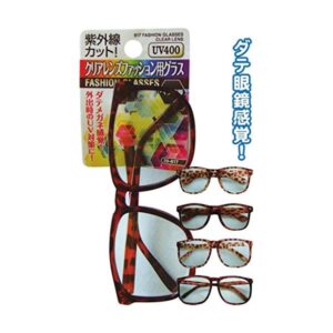 紫外線カット！クリアレンズべっ甲調ファッション用グラス  色アソート 【12個セット】 29-617