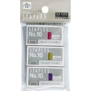 カラータイプホッチキス針No.10（3箱入） カラーアソート/指定不可 【12個セット】 32-843