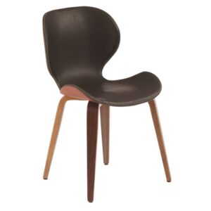 モダン ダイニングチェア/リビングチェア 【2脚組 ミディアムブラウン】 幅66cm 張地:合成皮革/合皮 木製脚 〔リビング〕【代引不可】