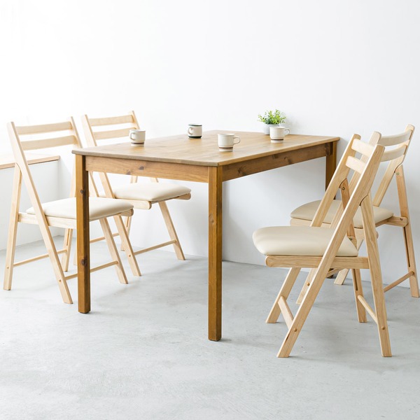 折りたたみ椅子(ナチュラル) イス/チェア/ダイニングチェア/フォールディングチェア/コンパクト/北欧風/木製/天然木/クッション/1人用/背もたれ付き/完成品/NK-026 - 画像 (2)