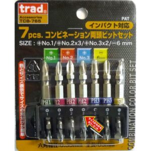 (業務用5セット) TRAD ドライバービットセット 【7個入り×5セット】 全長： 65mm 両頭ビット TCB-765 〔DIY用品/大工道具〕