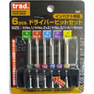 (業務用5セット) TRAD ドライバービットセット/先端工具 【6個入り×5セット】 全長：65mm TCD-665 〔DIY用品/大工道具〕