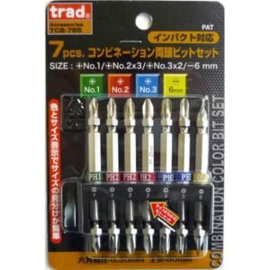 (業務用15セット) TRAD ドライバービットセット 【7個入り×15セット】 全長： 85mm 両頭ビット TCB-785 〔DIY用品/大工道具〕