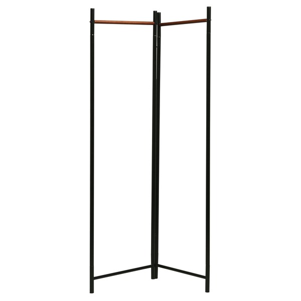 フレームハンガーラック(ブラック/黒) 幅44.5cm 折りたたみパイプハンガー/スチール/天然木/スリム/軽量/アイアン/NK-531 - 画像 (2)