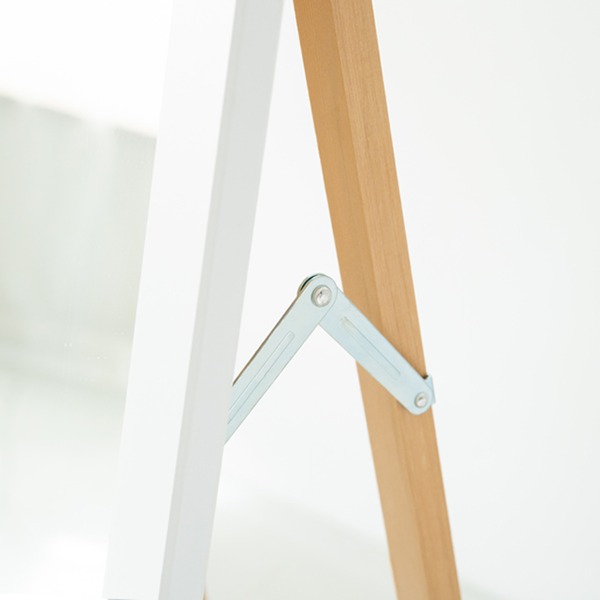 フック付きスタンドミラー(ホワイト/白) 幅35cm 鏡/カガミ/姿見/全身鏡/木製/飛散防止加工/日本製/収納/ラック/ハンガー/北欧風/折りたたみ/SEN-021 - 画像 (4)