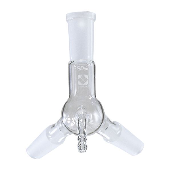 【柴田科学】共通摺合減圧連結管 二又 曲管球付 19/38-19/38 008320-19105